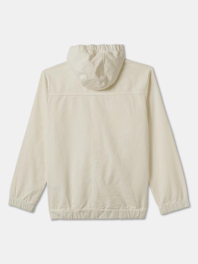 Boys Cotton Hooded Button Front Solid Jacket