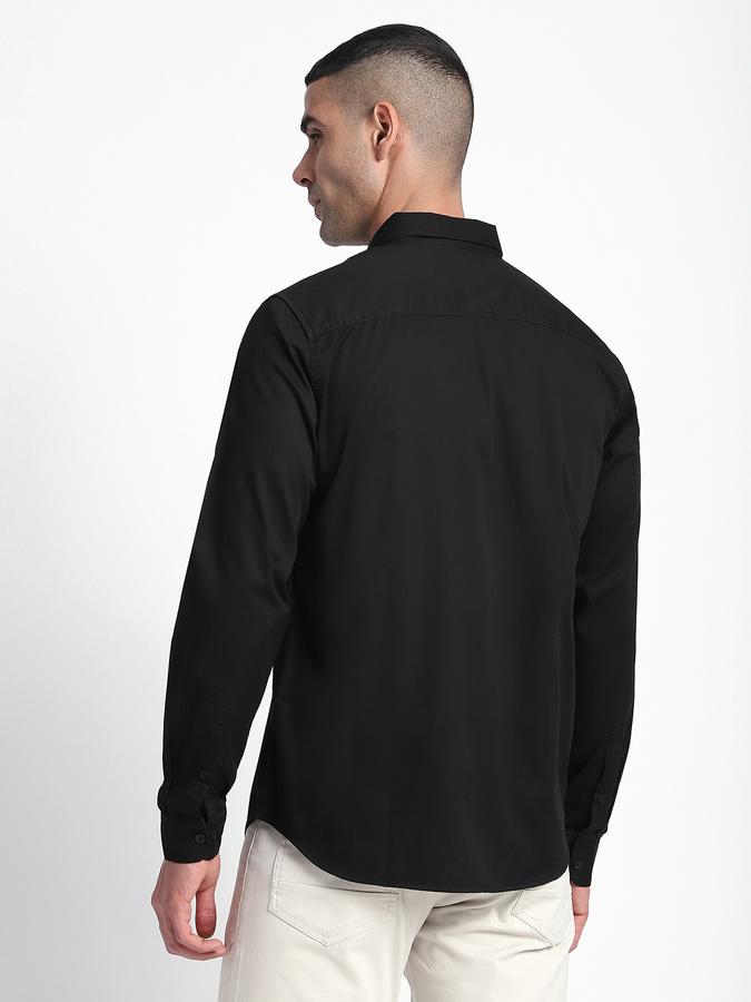 Men Cotton Regular Fit Point Collar Solid Shirt