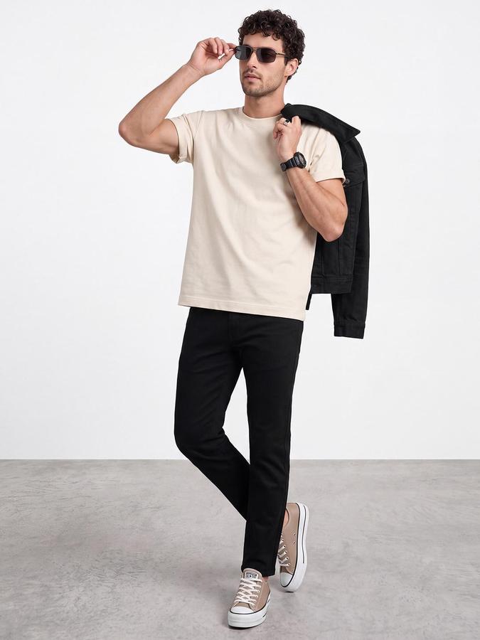 R&B Men Black Carrot Fit Mid-Rise Denim Jeans