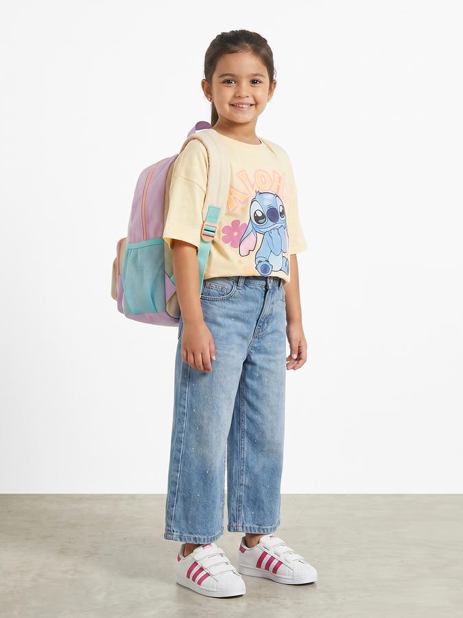 R&B Girls Yellow Regular Fit Stitch Printed Short Sleeve T-shirt