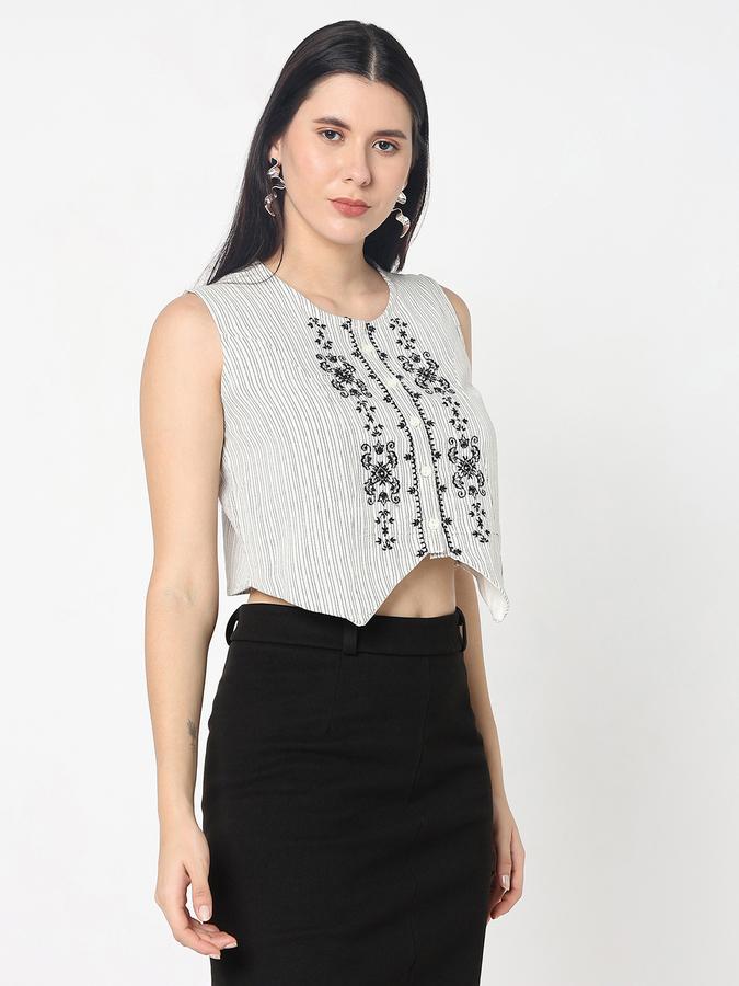 R&B Women's Black Striped Top