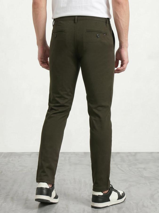 R&B Men's Olive Slim Fit Trousers