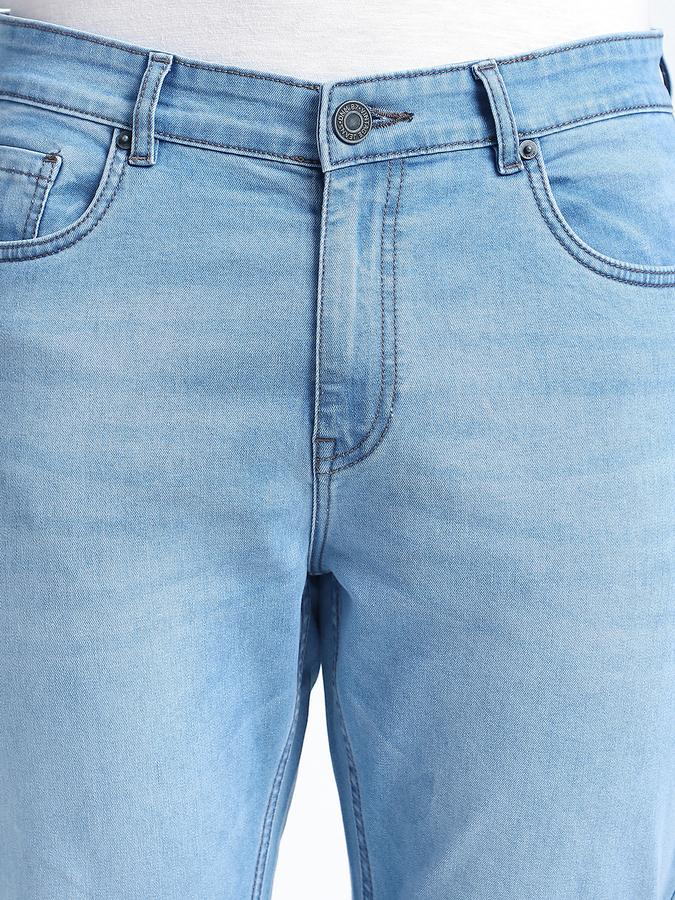 Men Cotton Blend Carrot Fit Five Pocket Washed Pants