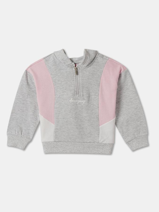 Girls Colorblock Full Sleeve SweaT-Shirt with Joggers Set
