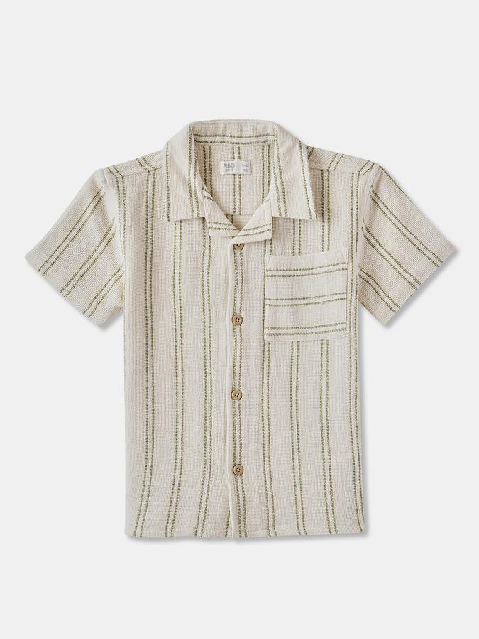 Boys Striped Short Sleeve Shirt with Shorts Fashion Set