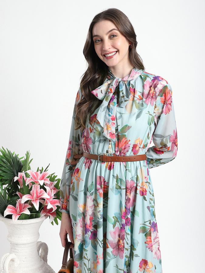 Women Cotton A-Line Midi Floral Dress