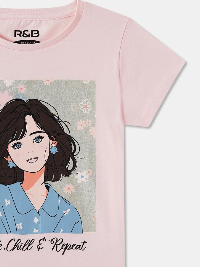 Printed T-Shirt with Crew Neck and Short Sleeves image number 2