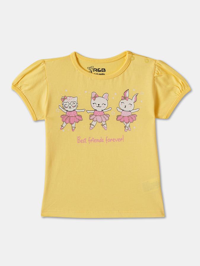 R&B Baby Girls Graphic Print Pure Cotton Regular T Shirt