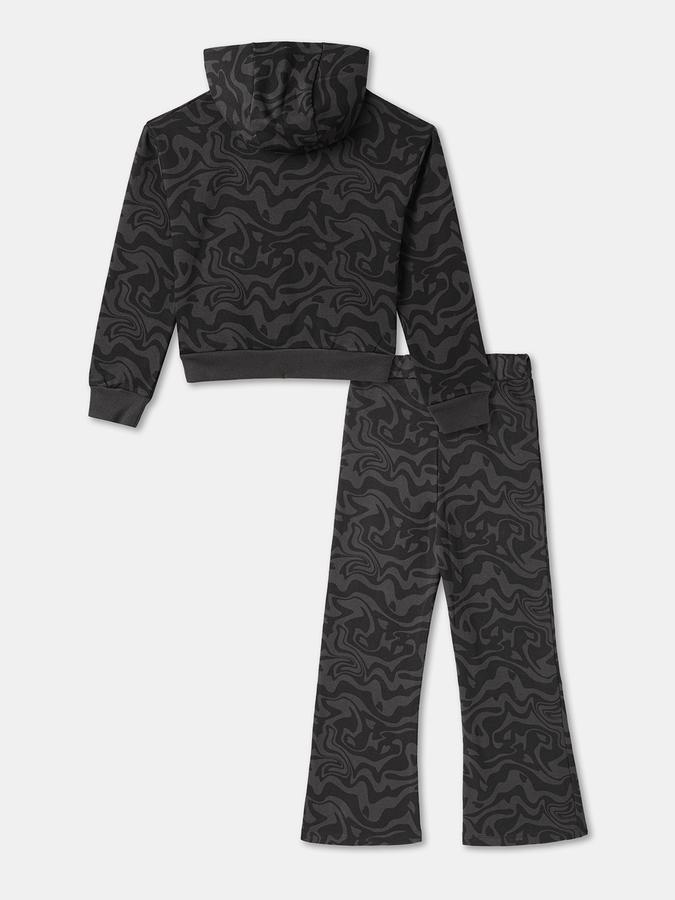R&B Girls' Black Printed Co-ord Set