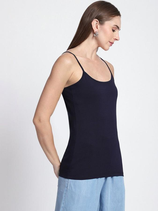 R&B Women Navy Blue Solid Shoulder Straps Camisole