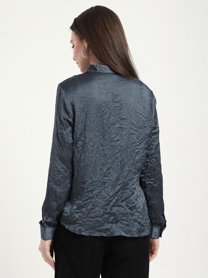 R&B Women Teal Textured Shirt