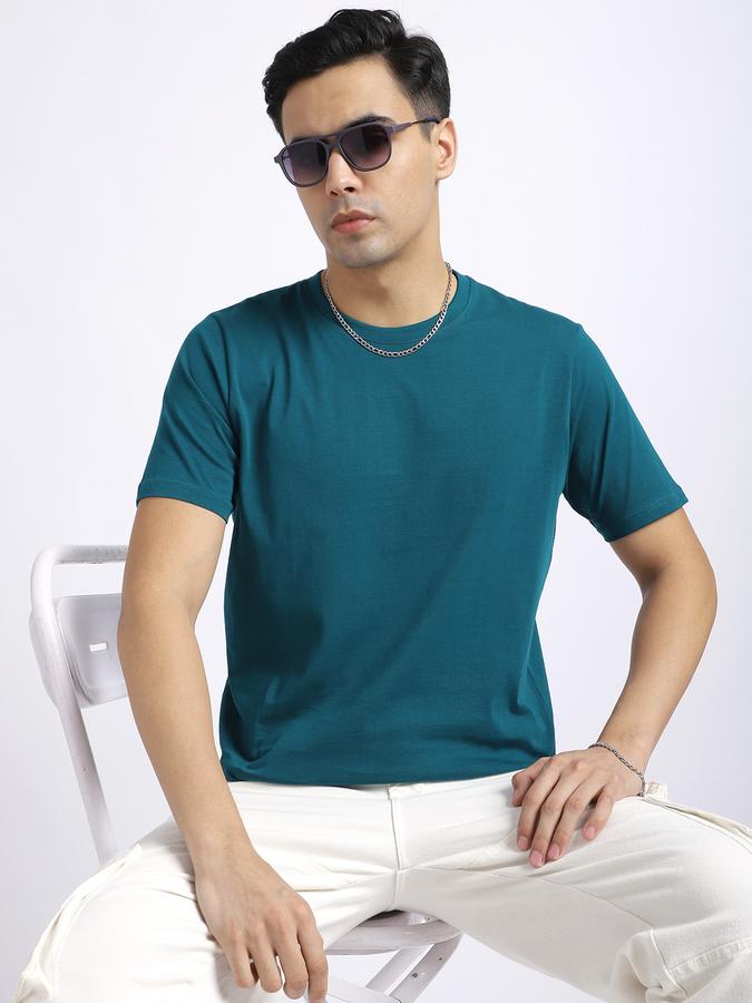 Men Cotton Regular Fit Crew Neck Solid T-shirt
