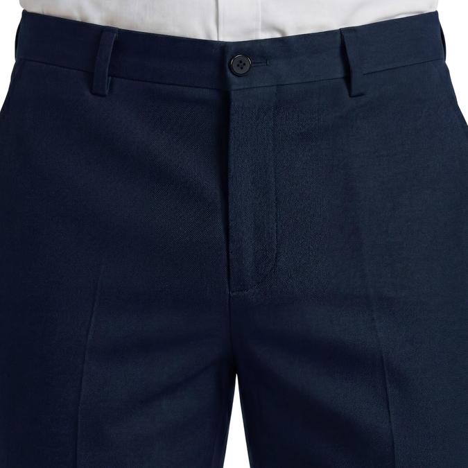 R&B Navy Blue Solid Men Slim Fit Formal Trousers