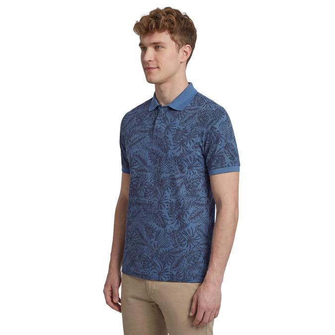 R&B Men Blue Cotton Printed Polo Collar T-Shirt