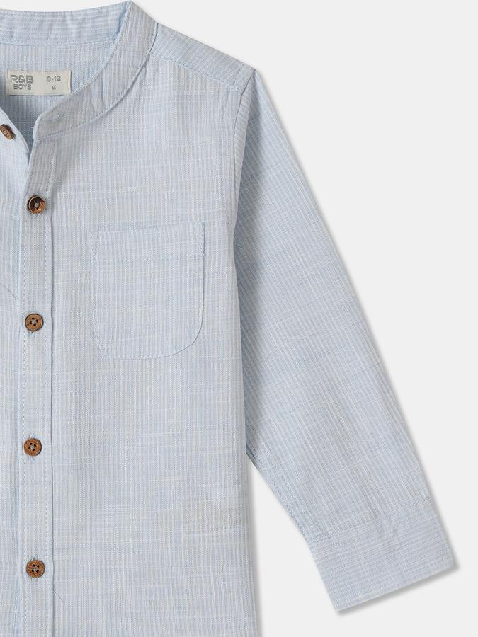 Boys Regular Fit Full Sleeve Mandarin Collar Shirt