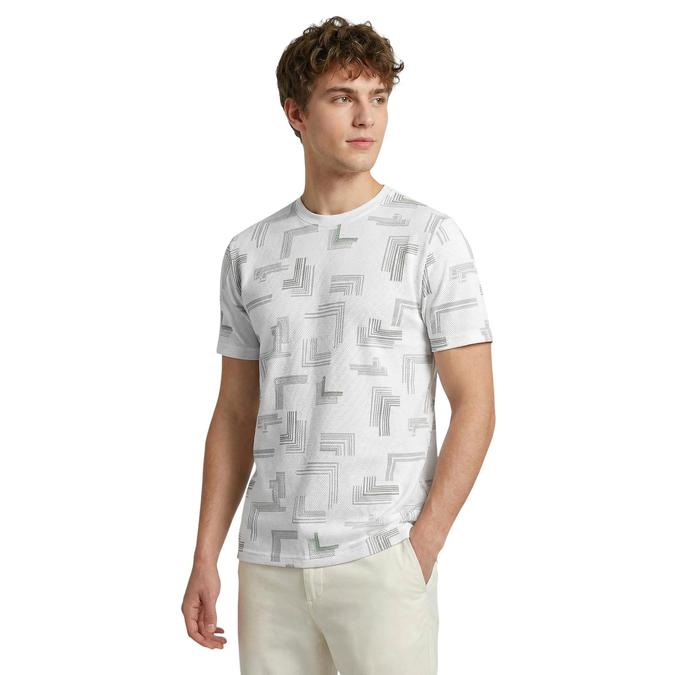R&B Men White Cotton Printed Round Neck T-Shirt