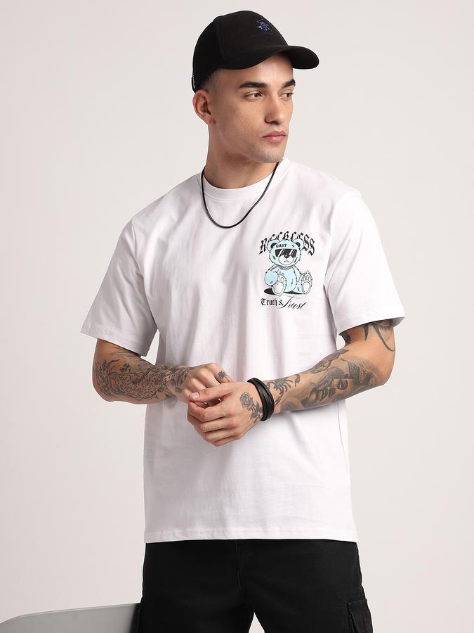 R&B Men's White Printed T-Shirt