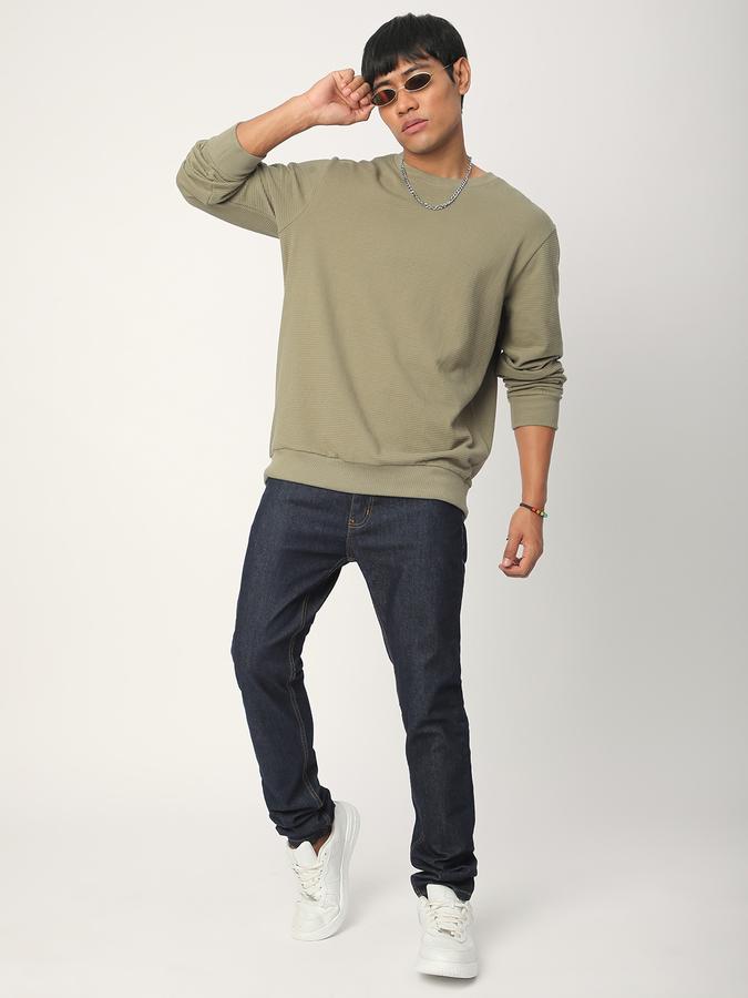 Men Cotton Regular Fit Crew Neck Solid Sweatshirt