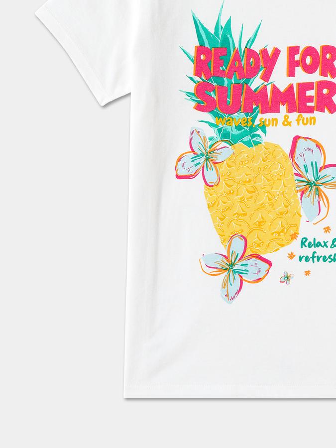 Printed T-Shirt with Crew Neck and Short Sleeves image number 3