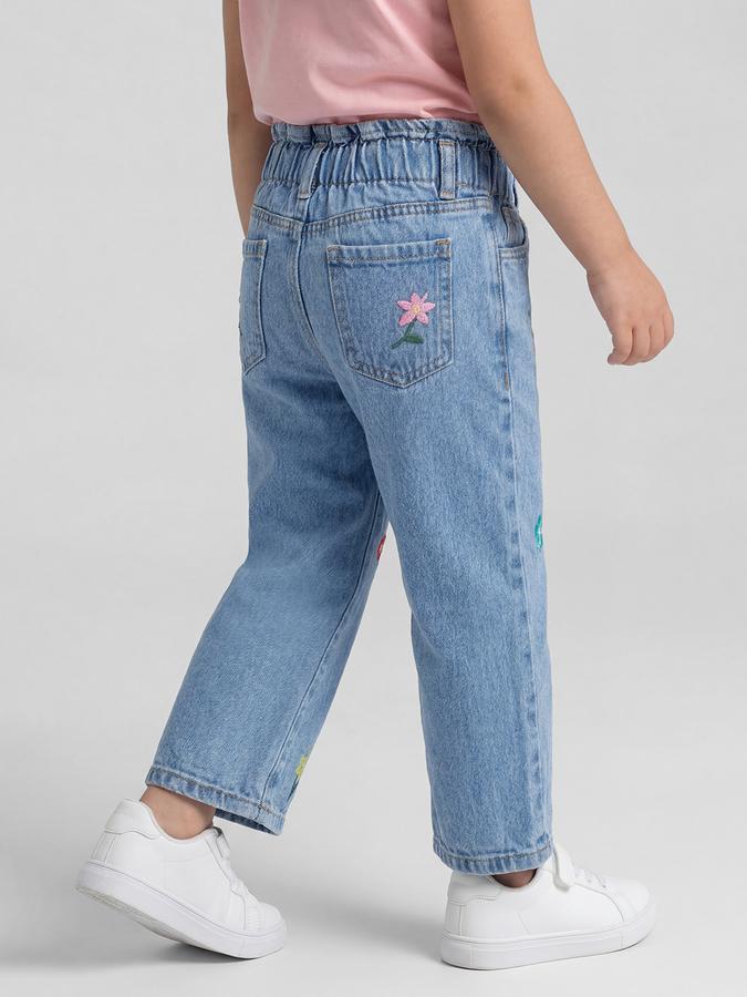 R&B Navy Blue Solid Girls Mid-Rise Regular Fit Jeans