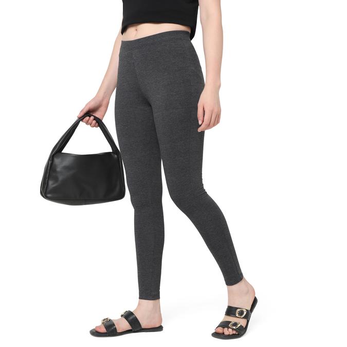R&B Women Anthra Melange Solid Leggings
