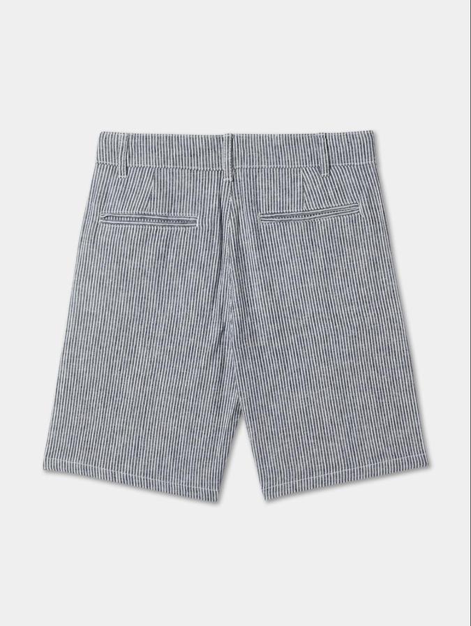 R&B Blue Regular Fit Mid-Rise Striped Boys Shorts