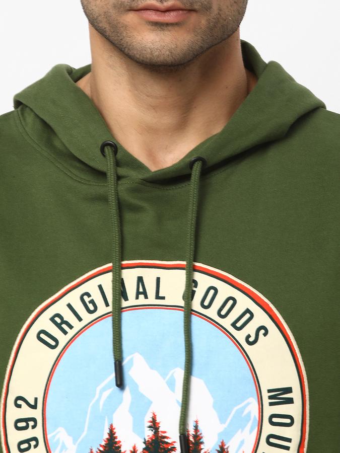 Men Cotton Regular Fit Hooded Graphic Sweatshirt