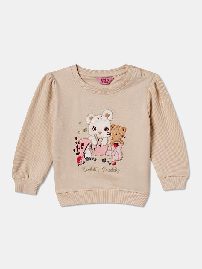 Girls Cotton Embroidered Sweatshirt And Joggers Set