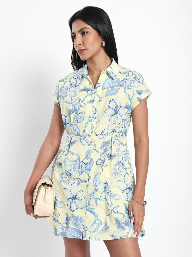 R&B Yellow Printed Women Regular fit Dress