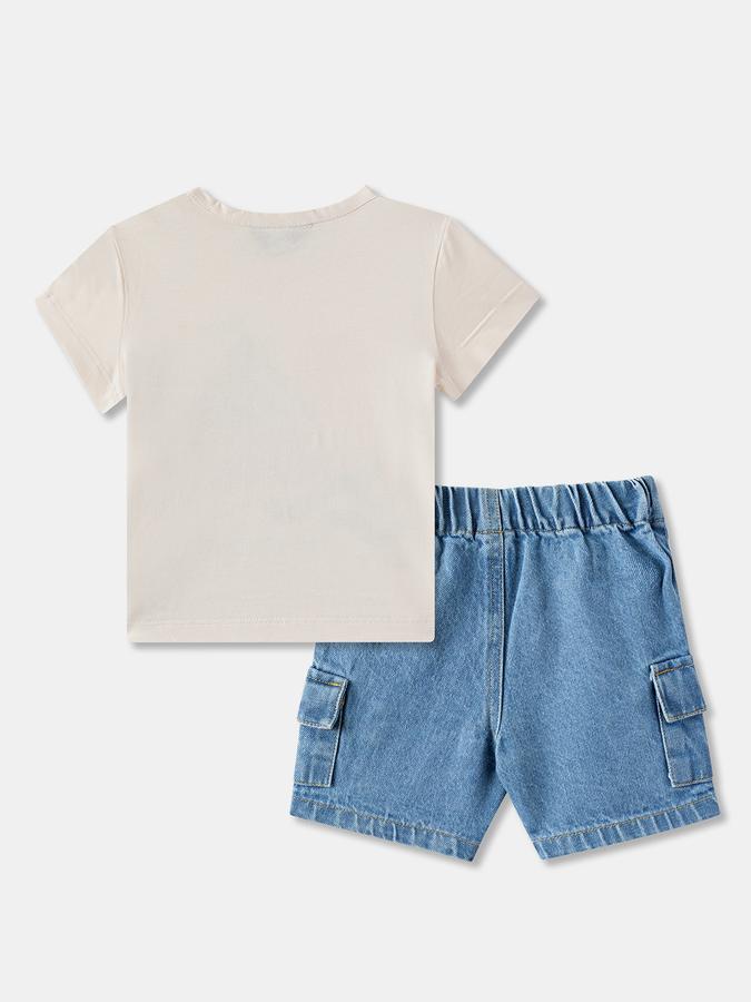 Boys Graphic Print T-shirt with Shorts Fashion Set