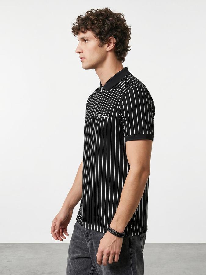 R&B Black Men Striped Short Sleeves Tshirt