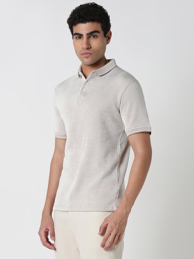 Striped Men Polo Neck T-Shirt image number 3