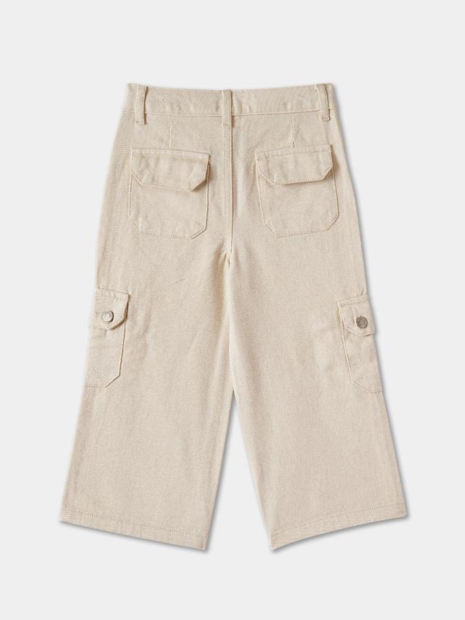 Solid Cargo Pants with Button Closure image number 1