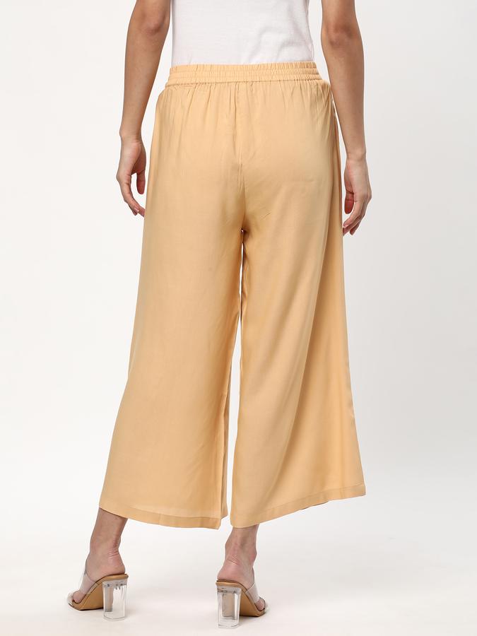 Women Rayon Palazzo Elasticated Waist Solid Trousers