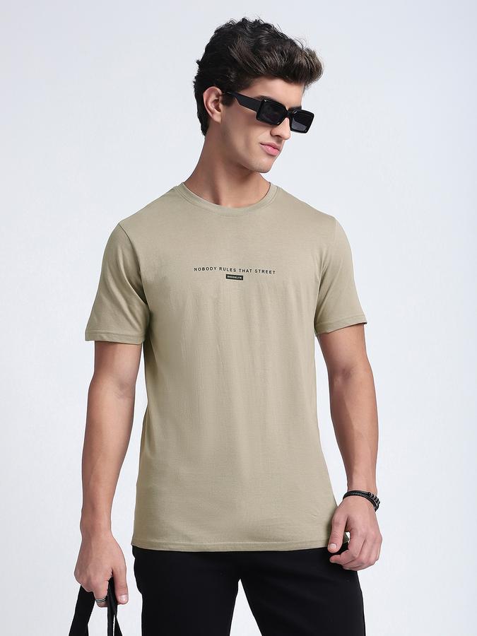 Men Cotton Regular Fit Crew Neck Typographic T-shirt