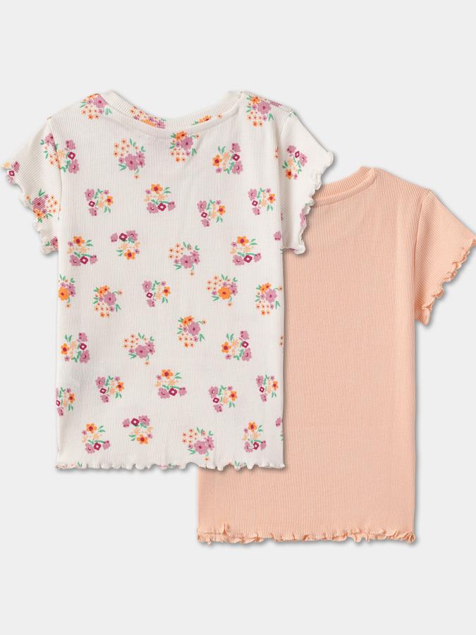 Girls Floral Regular Fit Short Sleeve Crew Neck T-Shirt