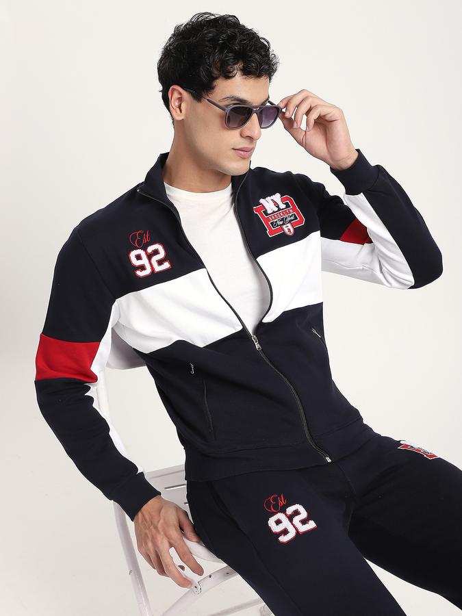 R&B Men's Navy Colourblocked Jacket