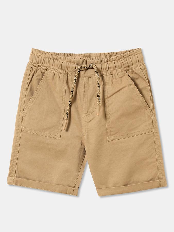 Boys Cotton Relaxed Fit Drawstring Waist Cuffed Hem Shorts