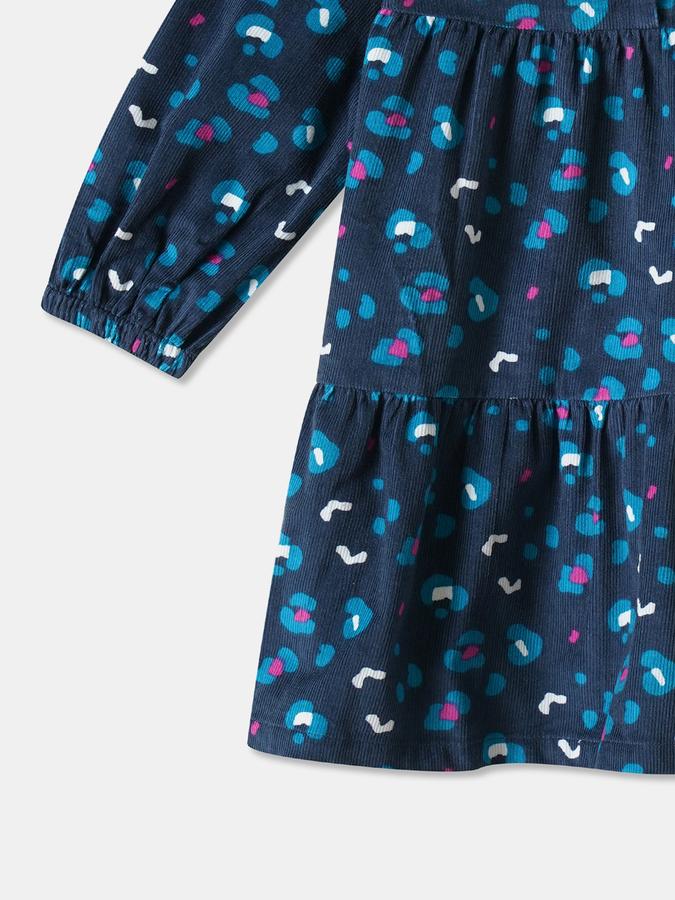 Girls Cotton Regular Fit Round Neck Printed Dress