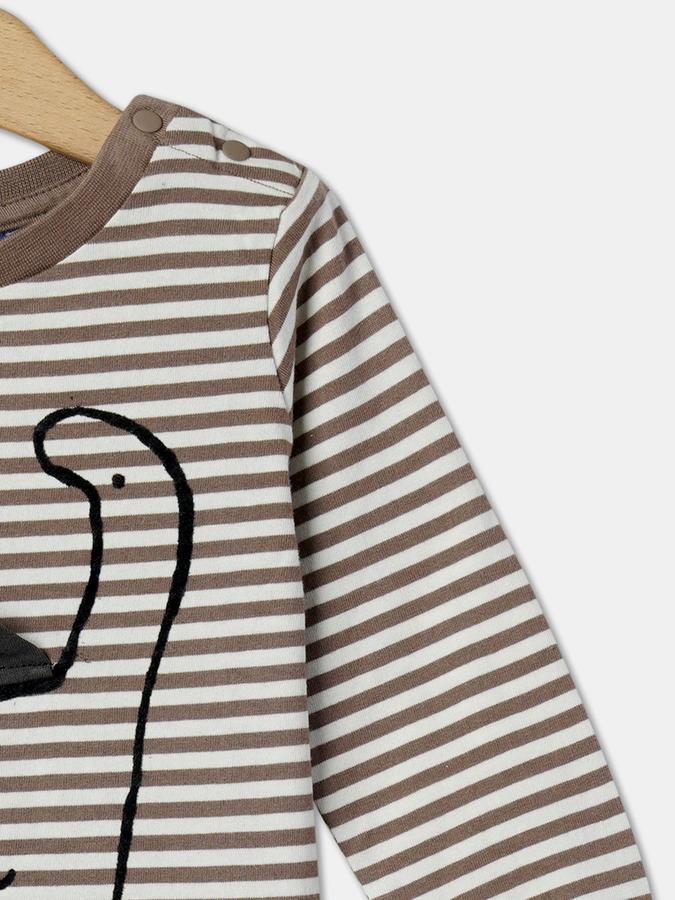 Boys Striped Regular Fit Round-Neck T-Shirt image number 2