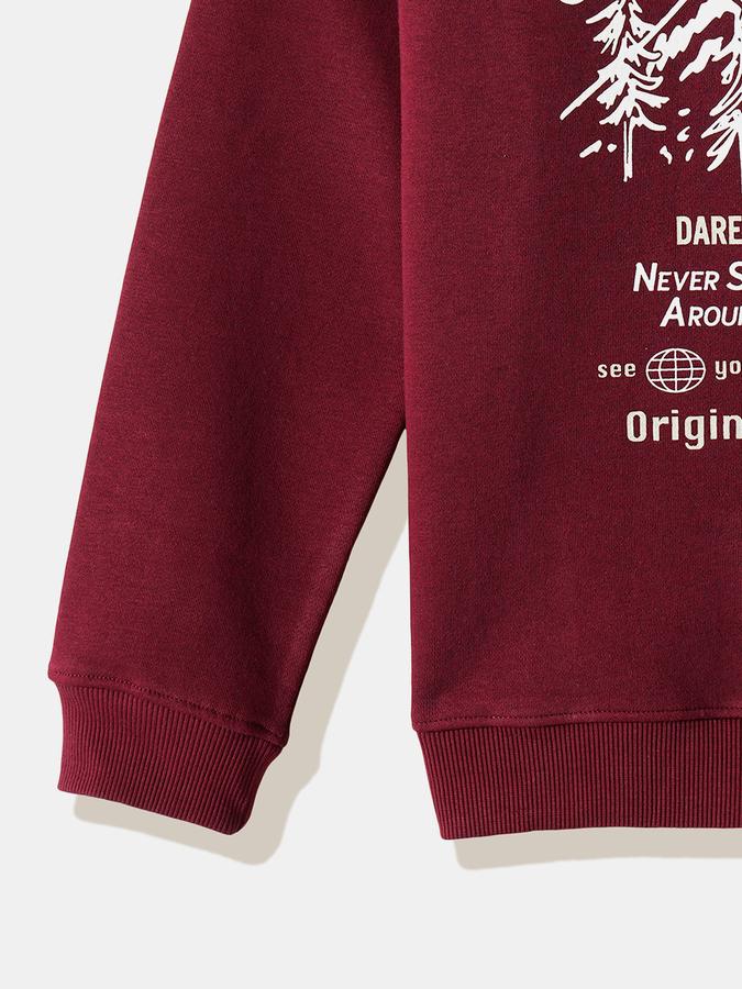 Boys Cotton Relaxed Fit Crew Neck Graphic Sweatshirt