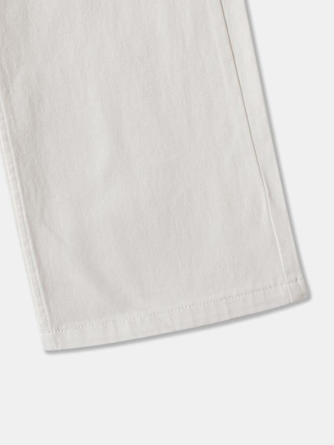 Solid Wide Leg Cargo Jeans with Button Closure image number 2