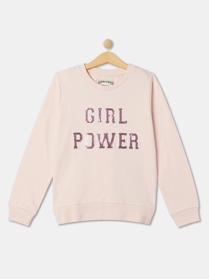 Girl Regular Fit Typographic Print Sweatshirt