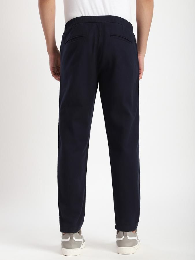 Men Cotton Blend Regular Fit Flat Front Solid Trousers