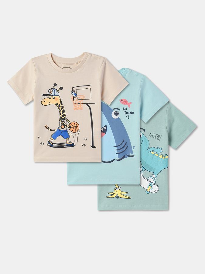 Pack of 3 Boy Graphic Print Round-Neck T-Shirts