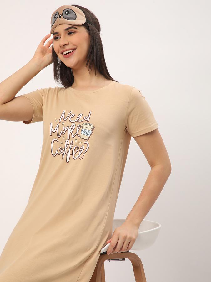 Women Typographic Print Round-Neck Nightshirt image number 0