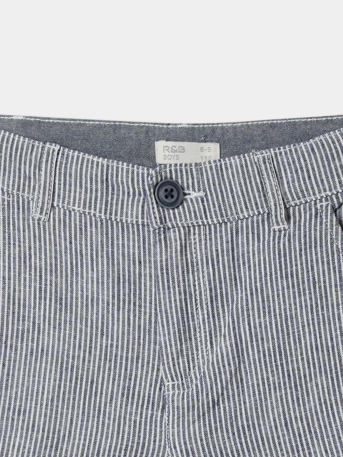 Boys Linen Blend Relaxed Fit Mid Waist Clean Hem Shorts