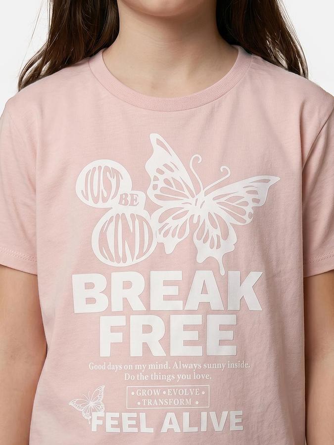 R&B Brown Girls Printed Short Sleeves Tshirt