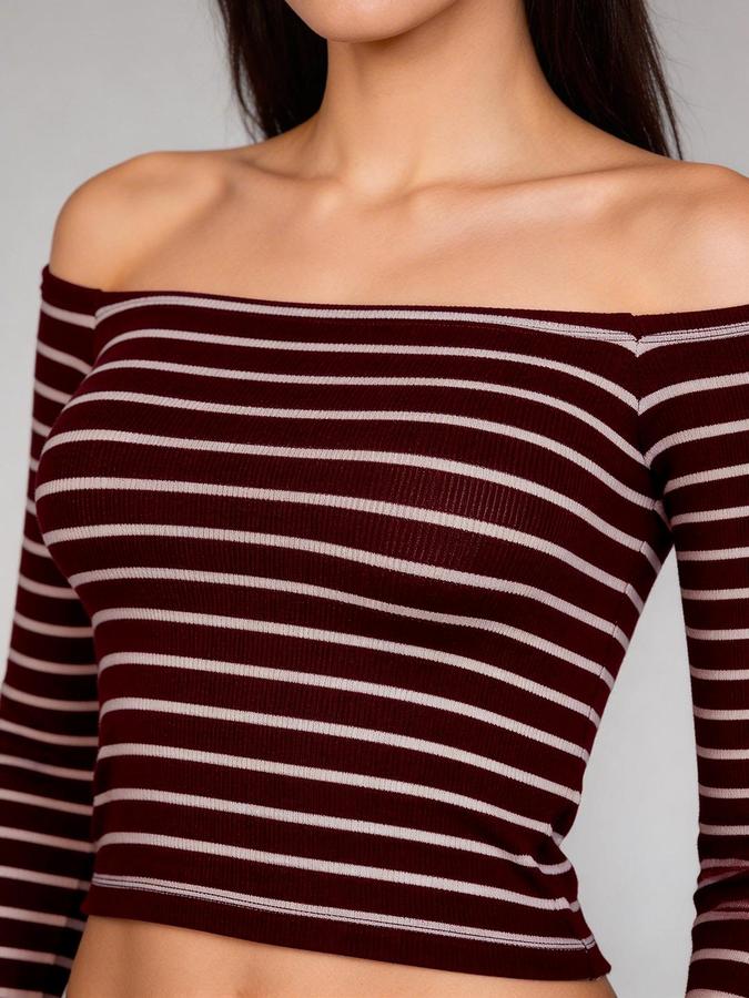 R&B Maroon Self Designed Women Fitted Top 