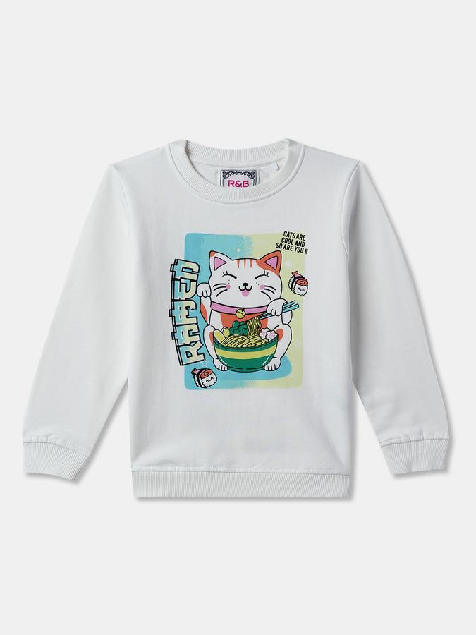 Girls Graphic Regular Fit Full Sleeves Crew Neck SweaT-Shirt